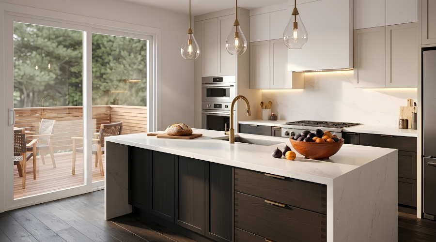 Custom kitchen island with seating and storage